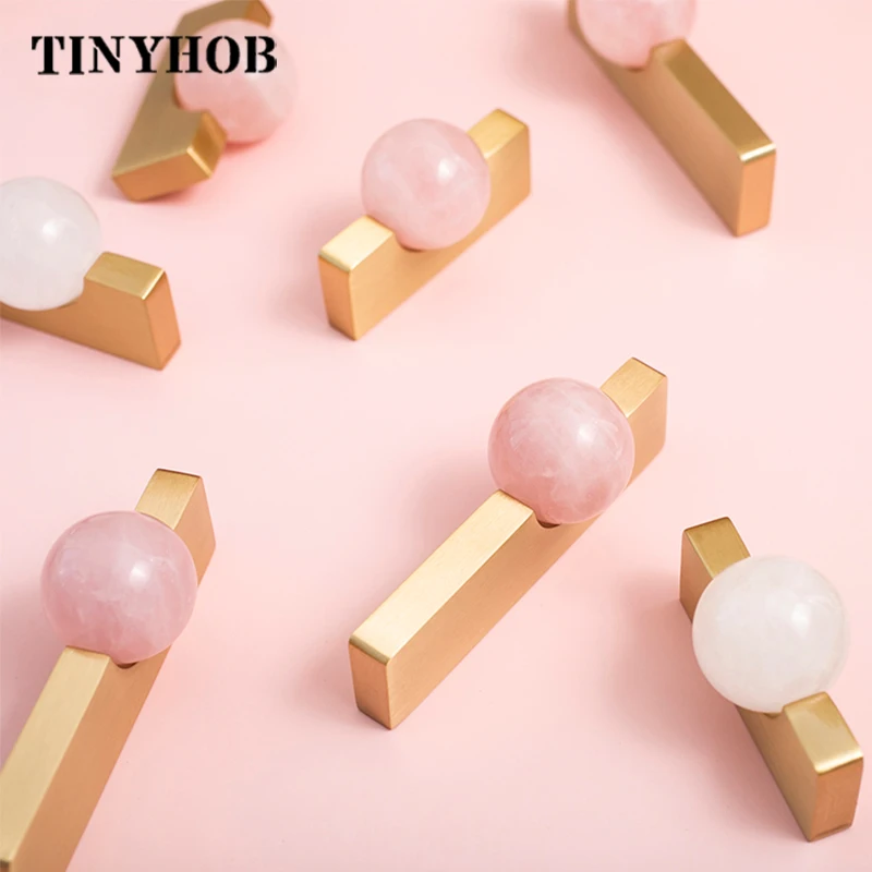 Furniture Hardware Drop Pulls - Weiße Kristallkugel + Messing Möbelgriffe Schrank