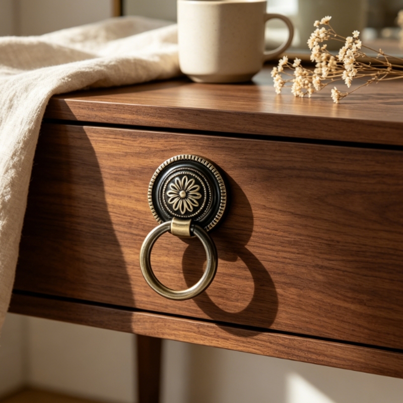 Furniture Hardware Drop Pulls - 6er-Pack Drop-Pull-Schubladenbeschläge-Set in Antik-Bronze, geprägte runde